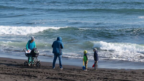 Семья отдыхает на Халактырском пляже Тихоокеанского побережья полуострова Камчатка - Sputnik Южная Осетия