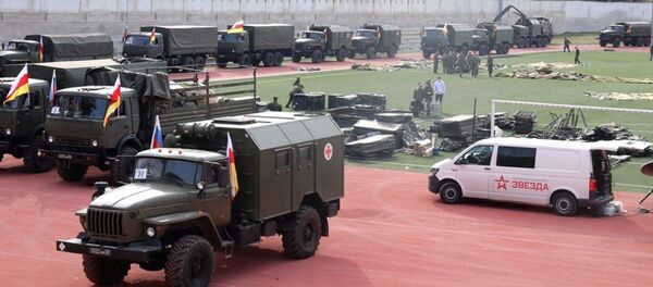 Военный госпиталь Минобороны РФ на стадионе в Цхинвале - Sputnik Южная Осетия