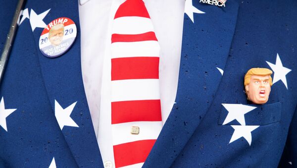  Значки на костюме в цветах государственного флага США сторонника президента США Дональда Трампа. Архивное фото. - Sputnik Южная Осетия