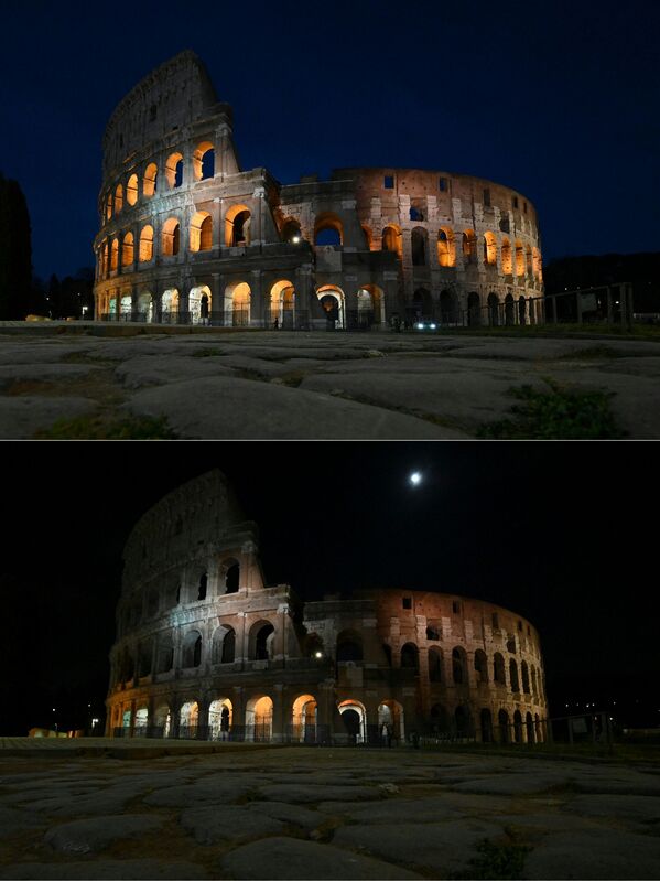 Фотографии до и после акции Час Земли в Риме  - Sputnik Южная Осетия