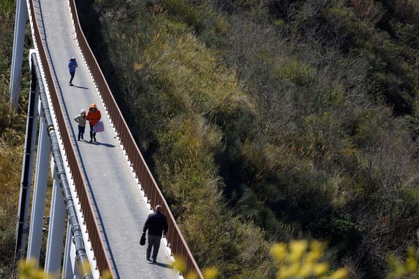 Люди идут по мосту, соединяющему материк с Чивита-ди-Баньореджо - Sputnik Южная Осетия