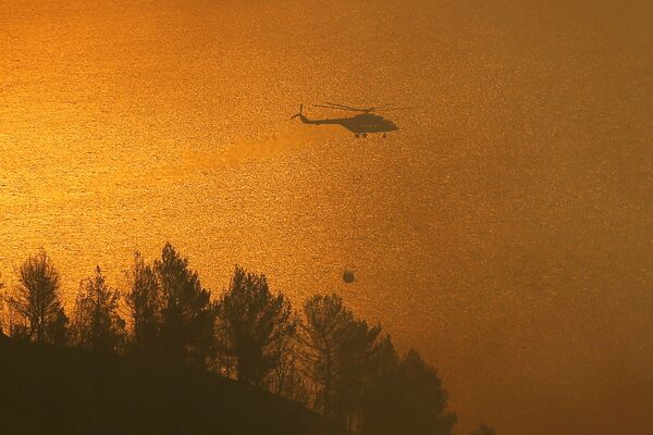 Вертолет пожарной службы во время тушения пожаров в Греции  - Sputnik Южная Осетия