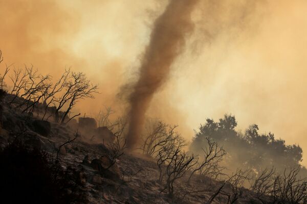 Пепельный вихрь во время природных пожаров в Калифорнии  - Sputnik Южная Осетия