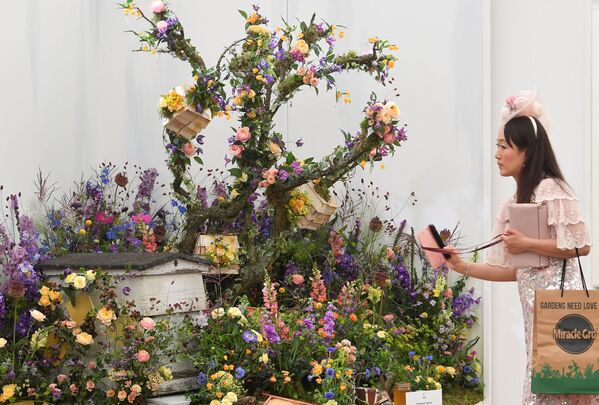 Посетительница на выставке цветов RHS Chelsea Flower Show в Лондоне - Sputnik Южная Осетия