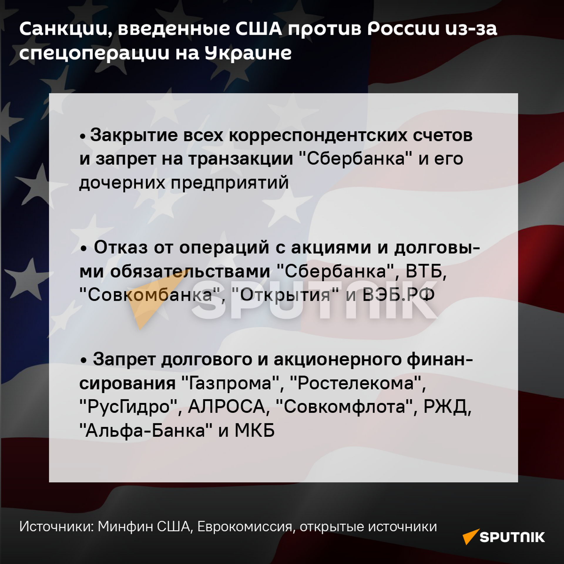 Санкции США против России из-за спецоперации на Украине  - Sputnik Южная Осетия, 1920, 26.02.2022