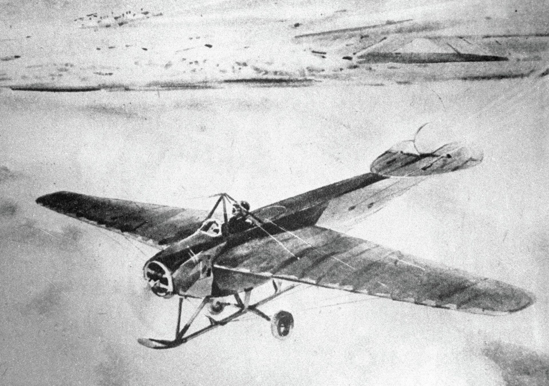 Рисунок летчика Арцеулова, на котором изображен самолет П. Нестерова, выполняющий мертвую петлю. - Sputnik Южная Осетия, 1920, 08.09.2022