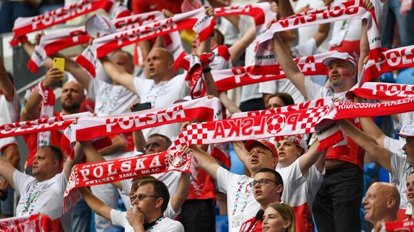 Польские болельщики во время матча 3-го тура группового этапа чемпионата Европы по футболу 2020 между сборными Швеции и Польши. - Sputnik Южная Осетия