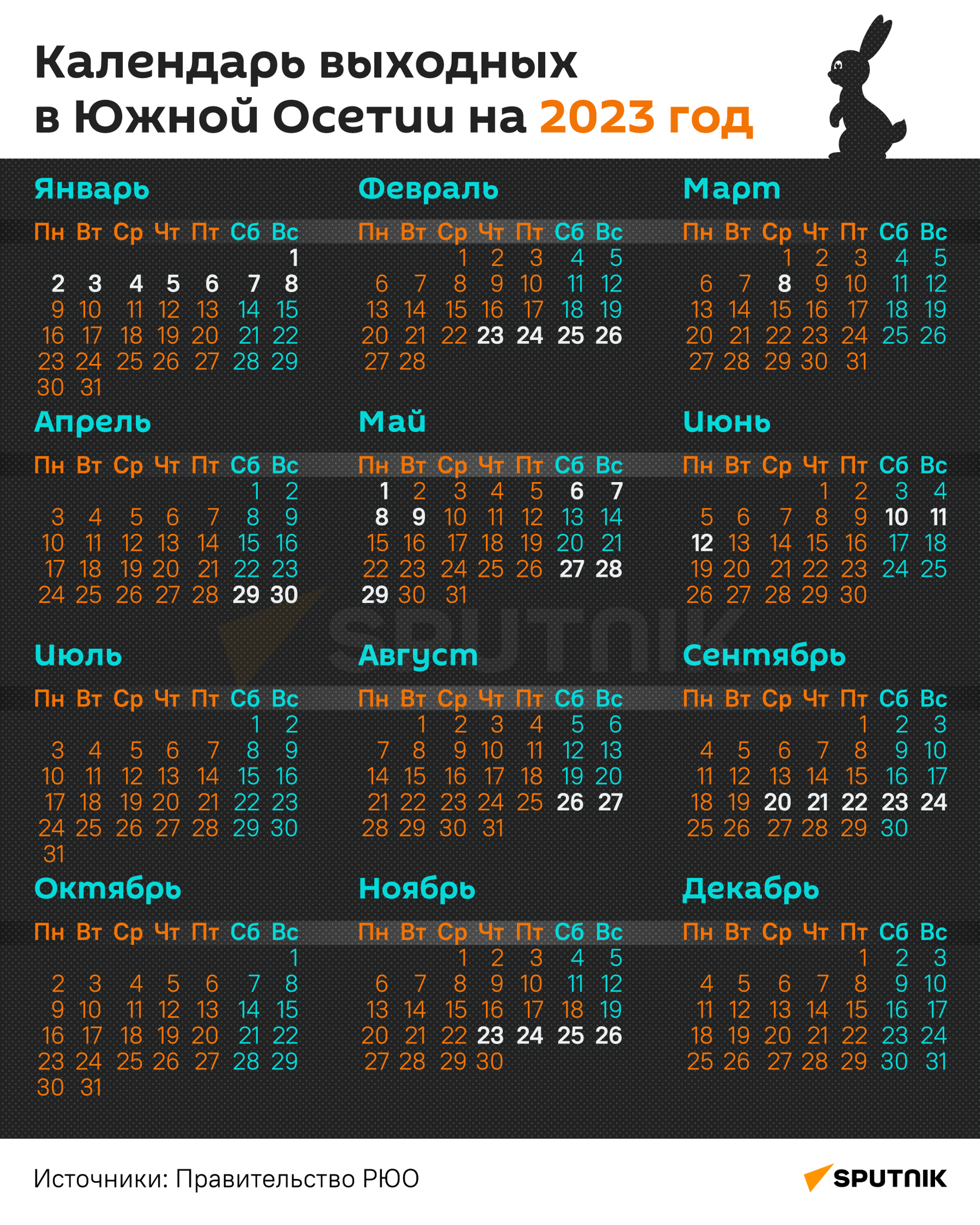 Календарь выходных в Южной Осетии на 2023 год - Sputnik Южная Осетия, 1920, 13.11.2023