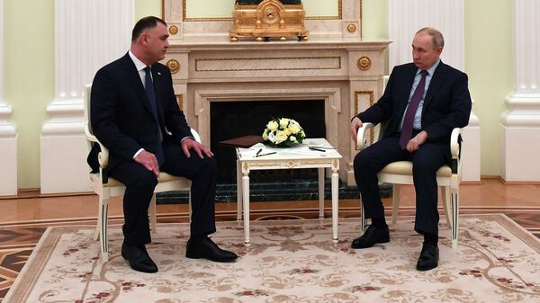 Рабочая встреча президента РФ В. Путина с президентом Южной Осетии А. Гаглоевым - Sputnik Южная Осетия