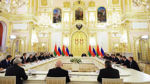 Заседание Высшего госсовета Союзного государства с участием Владимира Путина и Александра Лукашенко - Sputnik Южная Осетия