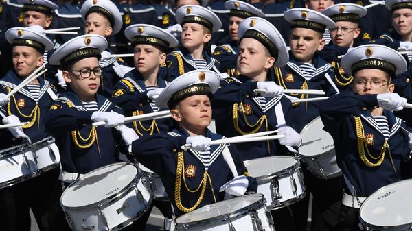 расчет барабанщиков Нахимовского военно-морского училища. Архивное фото  - Sputnik Южная Осетия