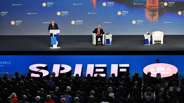 Президент РФ Владимир Путин выступает на пленарном заседании Петербургского международного экономического форума - Sputnik Южная Осетия