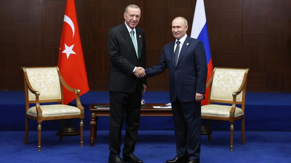  Президент России Владимир Путин и президент Турции Реджеп Тайип Эрдоган. Архивное фото - Sputnik Южная Осетия