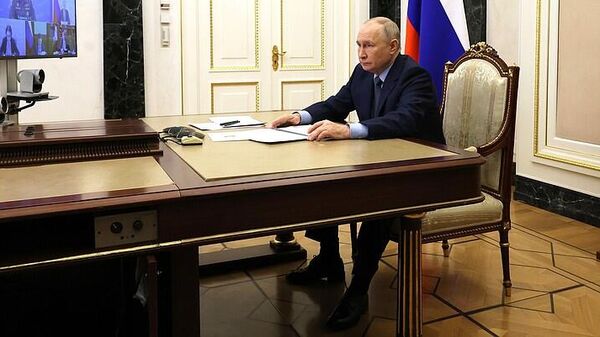 Владимир Путин на совещании с правительством в режиме видеоконференции - Sputnik Южная Осетия