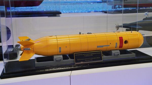 Автономный подводный необитаемый аппарат Клавесин-1РЭ на стенде Рособоронэкспорта. Архивное фото - Sputnik Южная Осетия