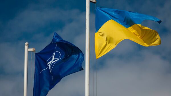 Национальный флаг Украины и флаг Организации Североатлантического договора - Sputnik Южная Осетия