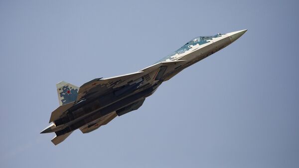 Российский истребитель Су-57 на XV международной выставке Aero India 2025 - Sputnik Южная Осетия