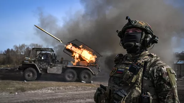 Боевая работа РСЗО Град в зоне СВО. Архивное фото  - Sputnik Южная Осетия