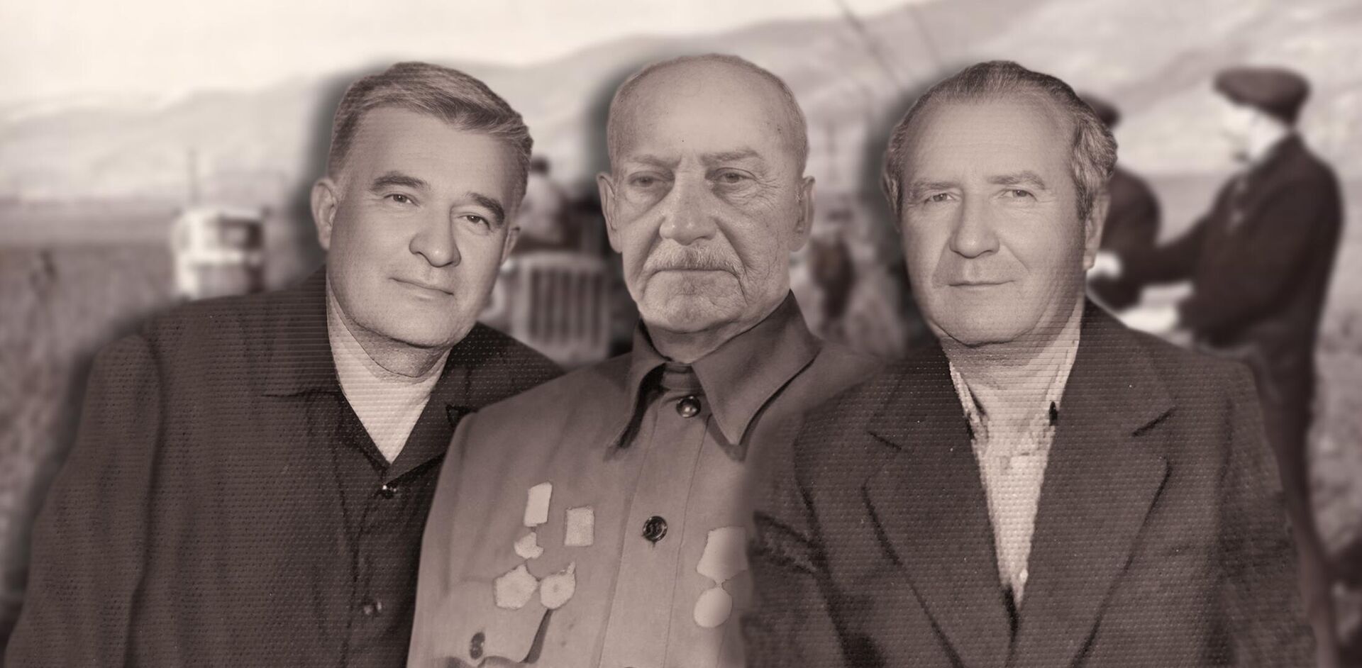 Слева Тадтаев Виктор Владимирович, вправа Леков Дзамболат Каурбекович, в центре Годжиев Николай Тимофеевич Слева Тадтаев Виктор Владимирович, вправа Леков Дзамболат Каурбекович, в центре Годжиев Николай Тимофеевич - Sputnik Южная Осетия, 1920, 08.05.2025
