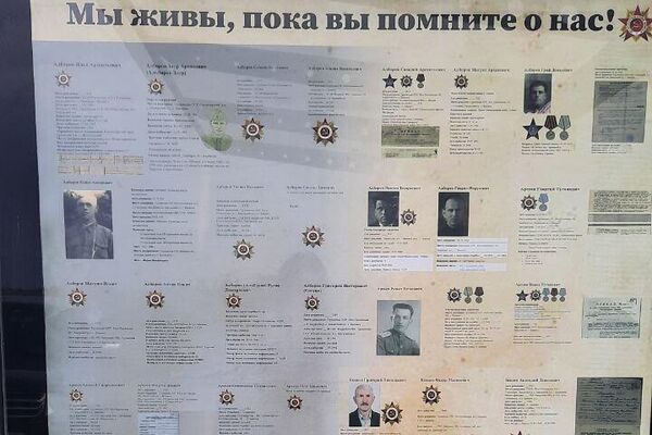 Баннер с участниками Великой отечественной войны из села Цнелис Баннер с участниками Великой отечественной войны из села Цнелис - Sputnik Южная Осетия