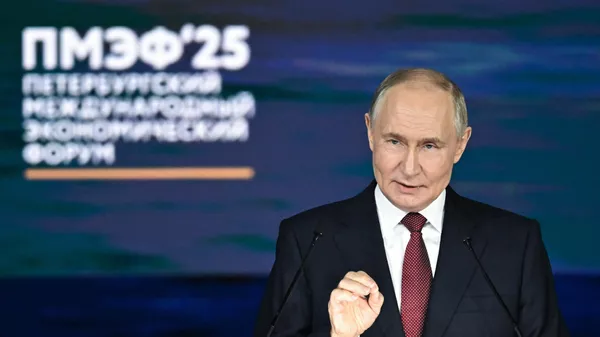 Президент РФ Владимир Путин на пленарном заседании ПМЭФ-2025 - Sputnik Южная Осетия