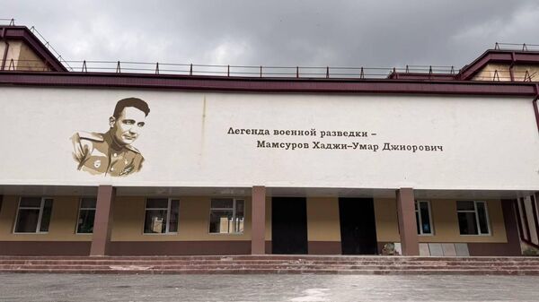 Портрет Хаджи-Умара Мамсурова на фасаде одной из школ Северной Осетии - Sputnik Южная Осетия