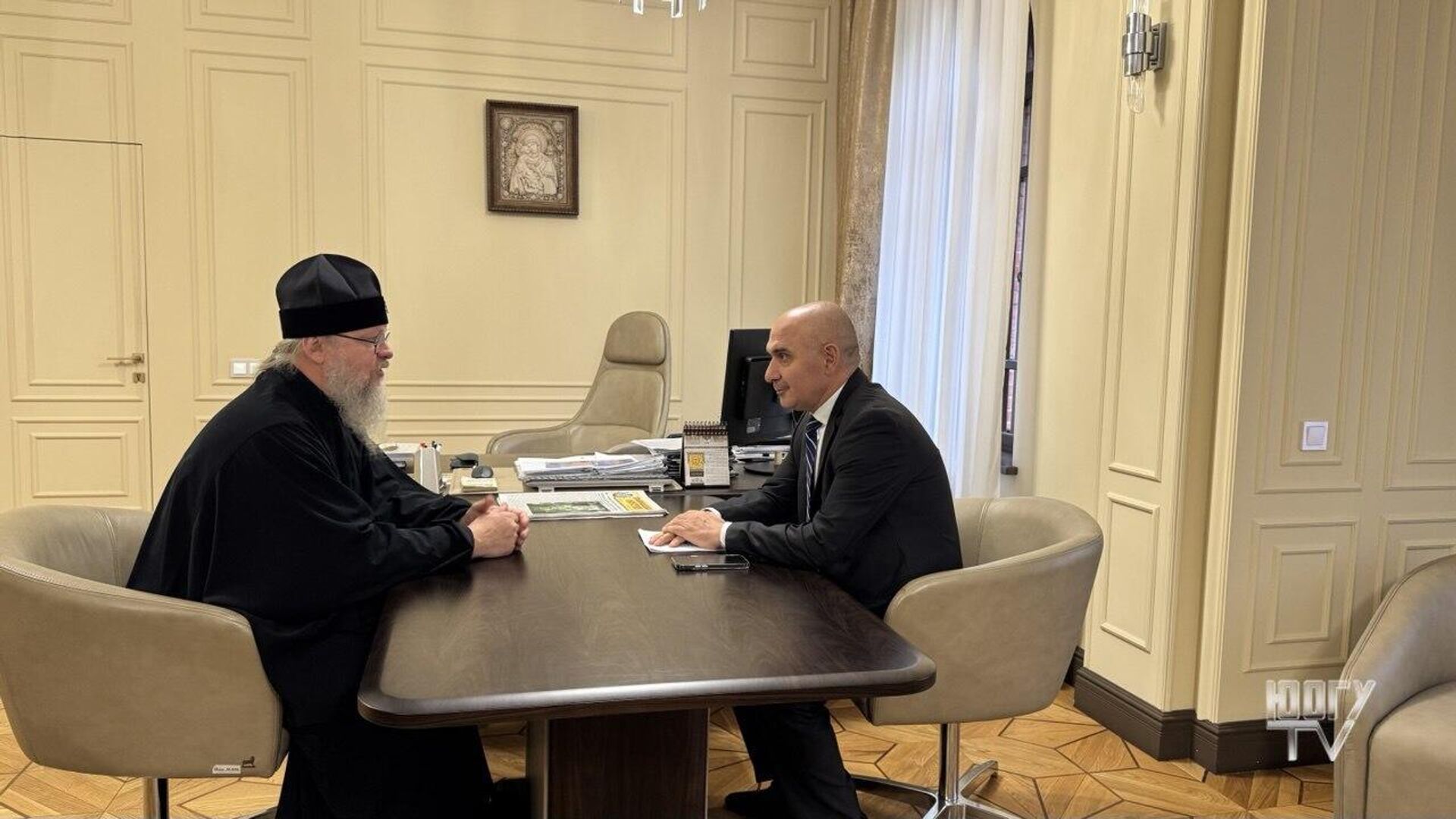 Ректор ЮОГУ Вадим Тедеев встретился с архиепископом Владикавказским и Аланским Герасимом - Sputnik Южная Осетия, 1920, 07.07.2025