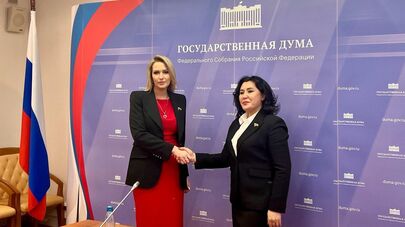 Яна Лантратова и Зита Бесаева Встреча депутатов фракции "Справедливая Россия" с делегацией парламента Южной Осетии