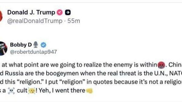 Трамп репостнул пост о том, что настоящие враги это — ООН и НАТО, а не Россия и Китай - Sputnik Южная Осетия