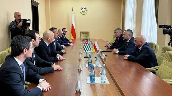 Спикер парламента РЮО Алан Маргиев принял делегацию МИД Абхазии во главе с Олегом Барцицем - Sputnik Южная Осетия