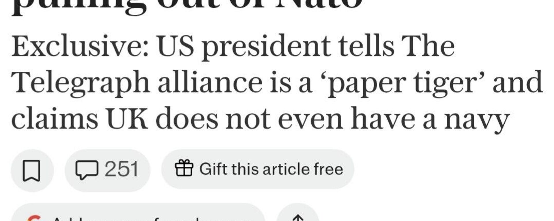 Трамп заявил, что всерьёз задумался о выходе США из НАТО, так как страны альянса не присоединились к войне против Ирана - Sputnik Южная Осетия, 1920, 01.04.2026