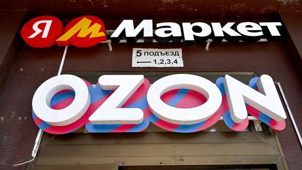Вывеска интернет-магазина Ozon и Яндекс.Маркет - Sputnik Южная Осетия