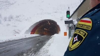 Транскам во время снегопада