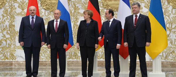 Переговоры лидеров России, Германии, Франции и Украины в Минске. 11 февраля 2015 - Sputnik Южная Осетия