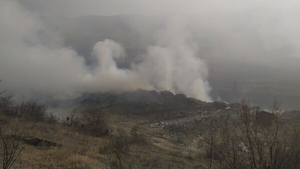 Пожар на мусорном полигоне близ Цхинвала - Sputnik Южная Осетия