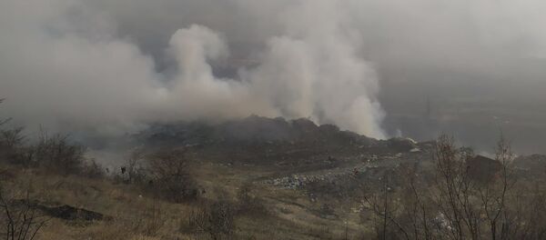 Пожар на мусорном полигоне близ Цхинвала Пожар на мусорном полигоне близ Цхинвала - Sputnik Южная Осетия