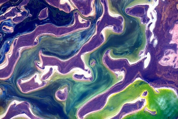 Снимок озера Тенгиз в Казахстане, сделанный американским астронавтом Скоттом Келли с борта МКС  - Sputnik Южная Осетия