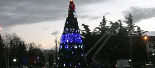 Главную елку Южной Осетии установили на театральной площади Цхинвала Главную елку Южной Осетии установили на театральной площади Цхинвала - Sputnik Южная Осетия