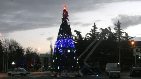 Главную елку Южной Осетии установили на театральной площади Цхинвала - Sputnik Южная Осетия