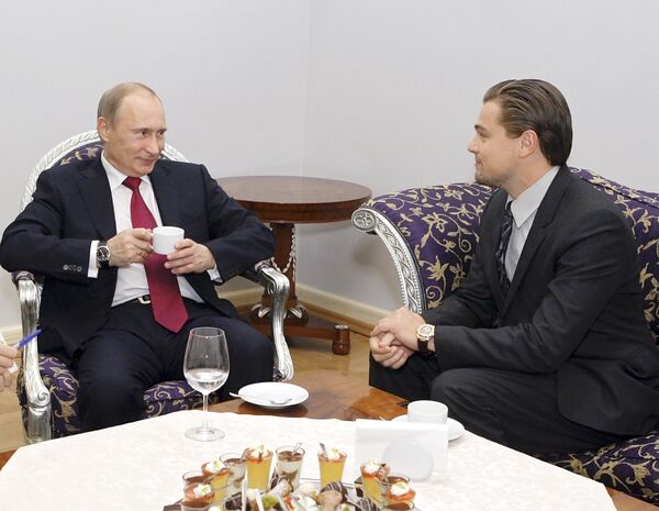 Встреча Владимира Путина и Леонардо Ди Каприо в Санкт-Петербурге. Архивное фото - Sputnik Южная Осетия