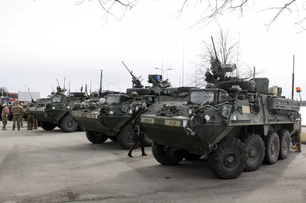 Показательный марш военнослужащих армии США Dragoon Ride в Латвии - Sputnik Южная Осетия