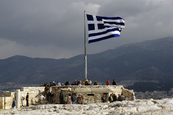 Греческий флаг на смотровой площадке Акрополя - Sputnik Южная Осетия