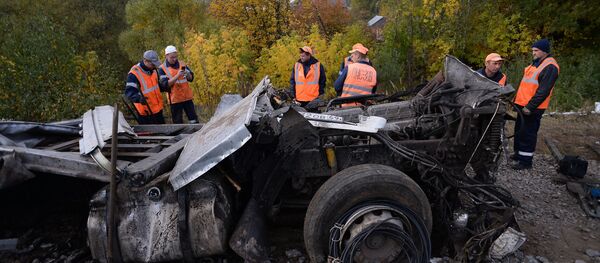 ДТП на железнодорожном переезде в Подмосковье ДТП на железнодорожном переезде в Подмосковье - Sputnik Южная Осетия