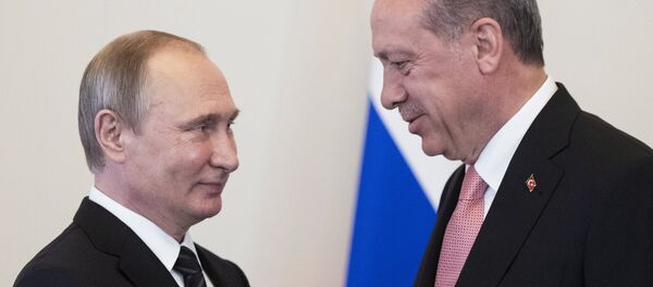 Встреча президентов России и Турции В. Путина и Р. Эрдогана в Санкт-Петербурге Встреча президентов России и Турции В. Путина и Р. Эрдогана в Санкт-Петербурге - Sputnik Южная Осетия