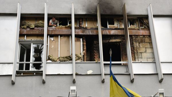 Последствия пожара в здании телеканала Интер в Киеве - Sputnik Южная Осетия
