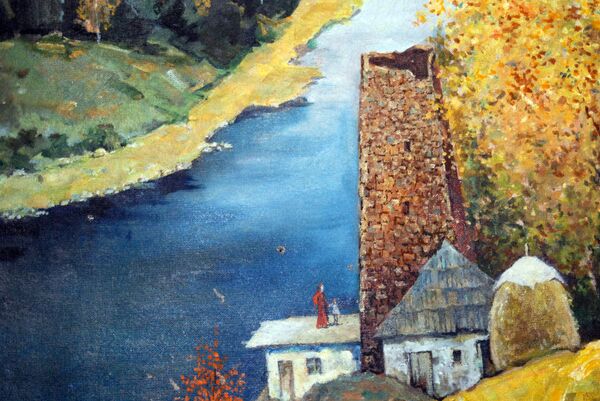 Картина Мурата Шавлохова Золотая осень - Sputnik Южная Осетия
