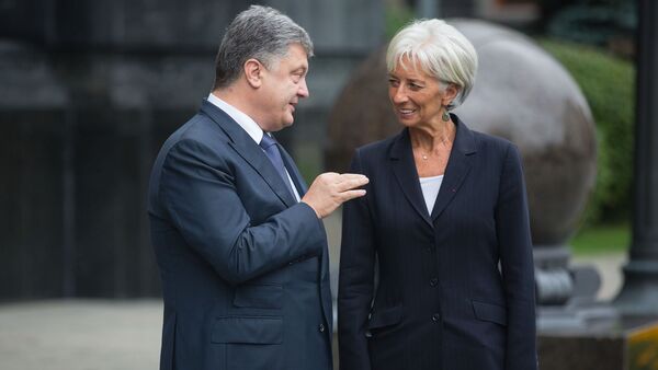 Президент Украины Петр Порошенко и директор-распорядитель МВФ Кристин Лагард - Sputnik Южная Осетия