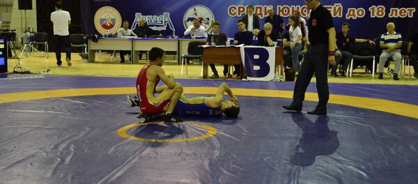 Бикоев Вадим на борцовском ковре Бикоев Вадим на борцовском ковре - Sputnik Южная Осетия