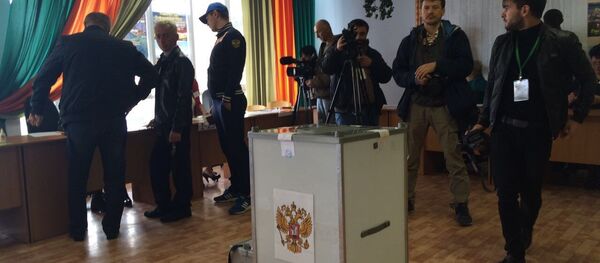 Избирательный участок в мкр. Московский Избирательный участок в мкр. Московский - Sputnik Хуссар Ирыстон