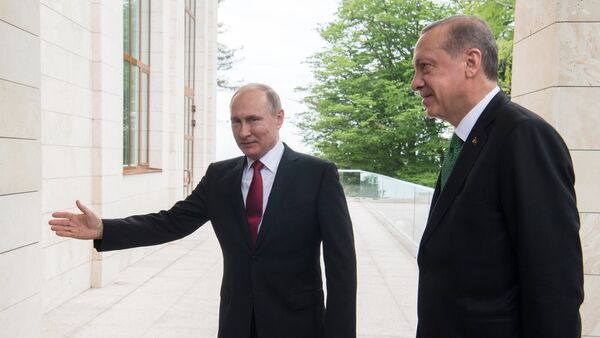 Встреча президента РФ В. Путина с президентом Турции Р. Эрдоганом - Sputnik Южная Осетия